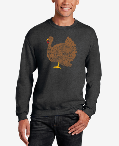 La Pop Art Men's Thanksgiving Word Art Crewneck Sweatshirt In Dark Gray