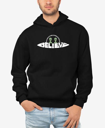 La Pop Art Men's Believe Ufo Word Art Hooded Sweatshirt In Black