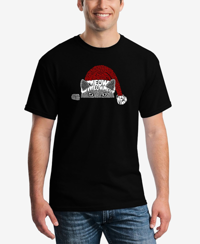 La Pop Art Men's Christmas Peeking Cat Premium Blend Word Art T-shirt In Black