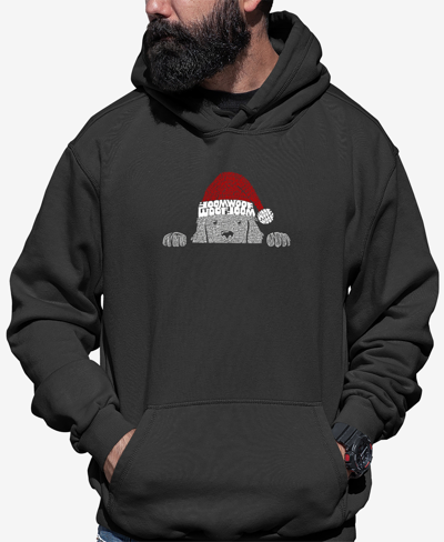 La Pop Art Men's Christmas Peeking Dog Word Art Hooded Sweatshirt In Dark Gray