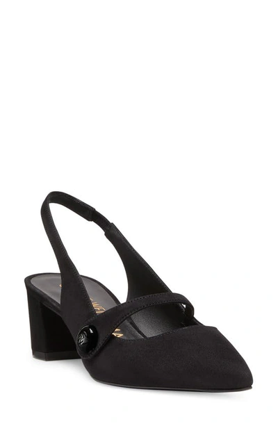 Stuart Weitzman Suede Mary Jane Slingback Pumps In Black Suede
