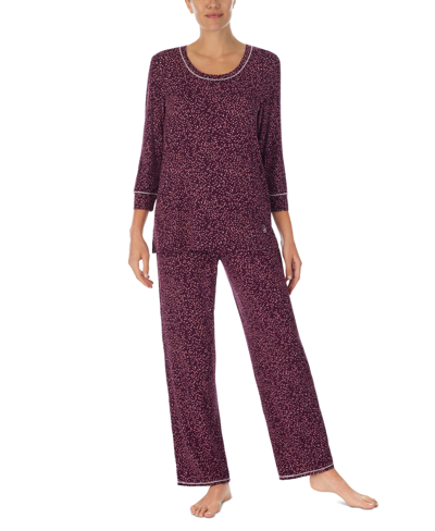 Cuddl Duds Women's Printed 3/4-sleeve Pajamas Set In Small Floral