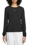 Nike Sportswear Long Sleeve Rib Top In Black