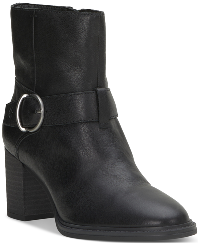 Lucky Brand Achelle Womens Leather Bootie Mid-calf Boots In Black Leather