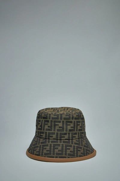 Fendi Brand-pattern Curved-brim Coated-canvas Bucket Hat In Marron