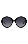 Kate Spade Zya 55mm Gradient Round Sunglasses In Black/ Grey Shaded