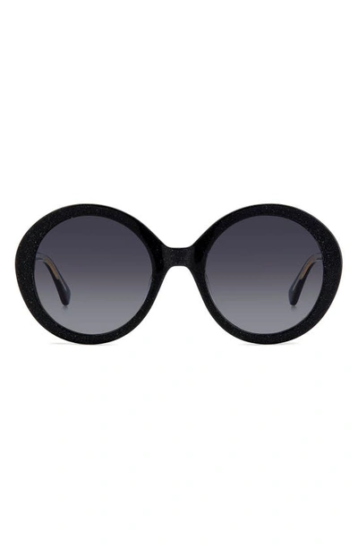 Kate Spade Zya 55mm Gradient Round Sunglasses In Black/ Grey Shaded
