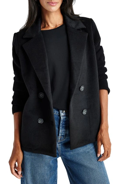 Splendid Singrid Double Breasted Wool Blend Jacket In Black