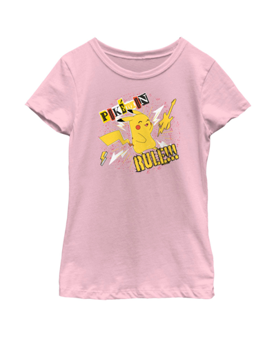 Nintendo Kids' Girl's Pokemon Pikachu Rules Guitar Child T-shirt In Light Pink