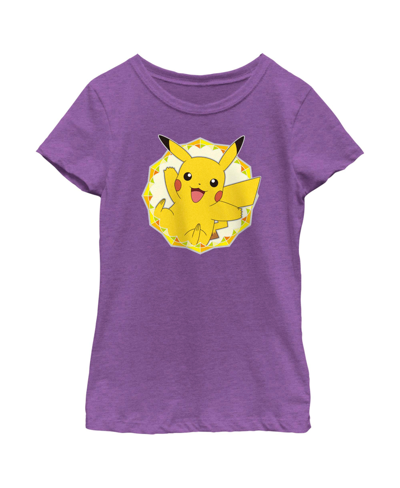 Nintendo Girl's Pokemon Pikachu Circle Child T-shirt In Purple Berry