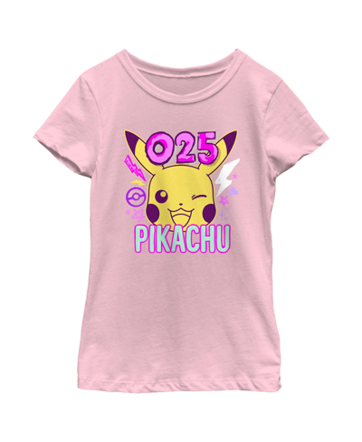 Nintendo Girl's Pokemon 025 Pikachu Child T-shirt In Light Pink