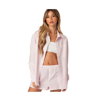 Edikted Women's Oversized Pinstripe Button Up Shirt In Pink