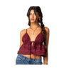 EDIKTED CANDY COTTON TIE FRONT TANK TOP