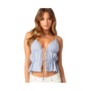 Edikted Candace Tie Front Tank Top In Blue