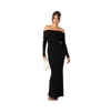 Edikted Susan Off The Shoulder Long Sleeve Maxi Dress In Black