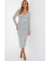 Quiz Women's Long Sleeve Sequin Midi Dress In Grey