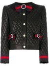 GUCCI GUCCI QUILTED JACKET WITH WEB BOWS - BLACK,479045XG46112153213