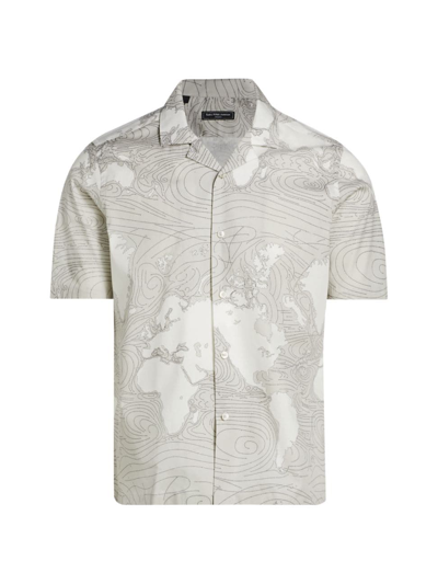 Saks Fifth Avenue Men's Slim-fit Map Camp Shirt In Gull