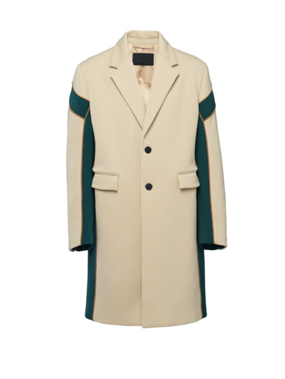 Prada Single-breasted Coat In Beige Khaki