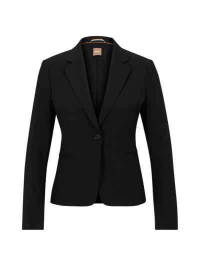 Hugo Boss Regular-fit Jacket In Virgin Wool With Slit Cuffs In Black