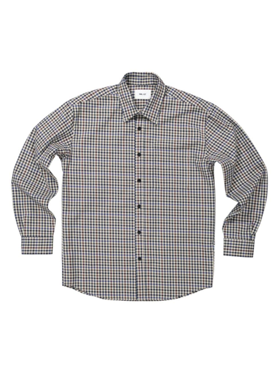 Nn07 Men's Deon Checked Button-front Shirt In Khaki Check