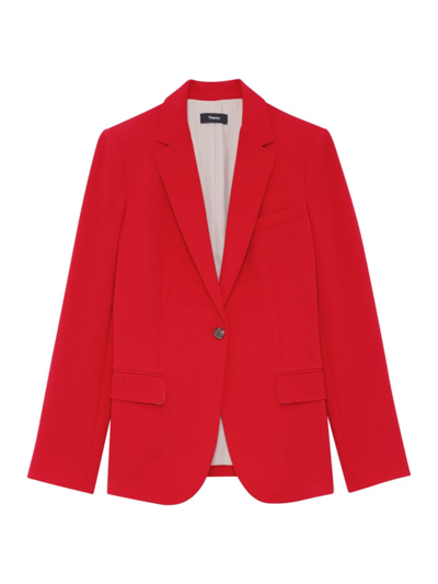 Theory Admiral Crepe One-button Staple Blazer In Geranium