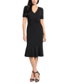 London Times Flounce Hem Twist Midi Dress In Black