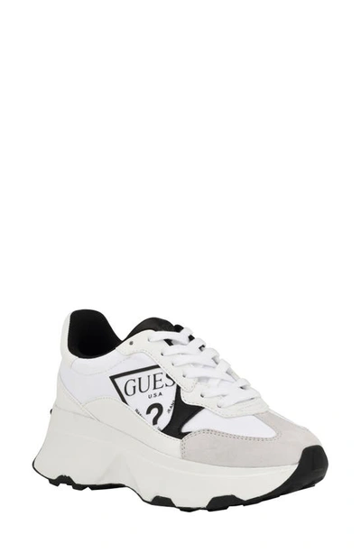 Guess Women's Calebb Chunky Platform Fashion Sneakers In White,black