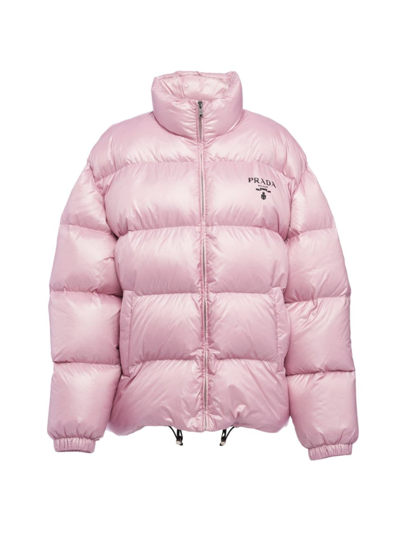 Prada Logo-print Padded Down Jacket In Pink