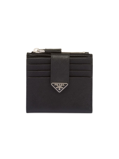 Prada Saffiano Leather Cardholder In Black