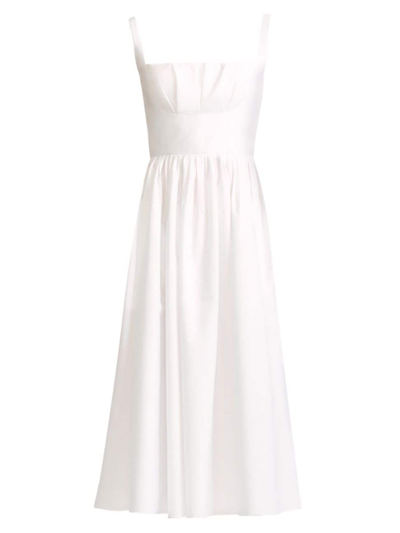 Emilia Wickstead Terry Gathered Cotton-poplin Midi Dress In Optic White