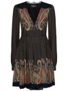 Etro Abito Polka Dot Balloon Long Sleeve Minidress In Black