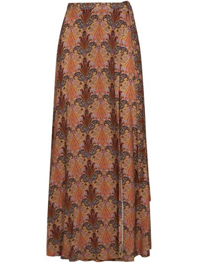 Etro Printed Skirt In Beige,multicolor