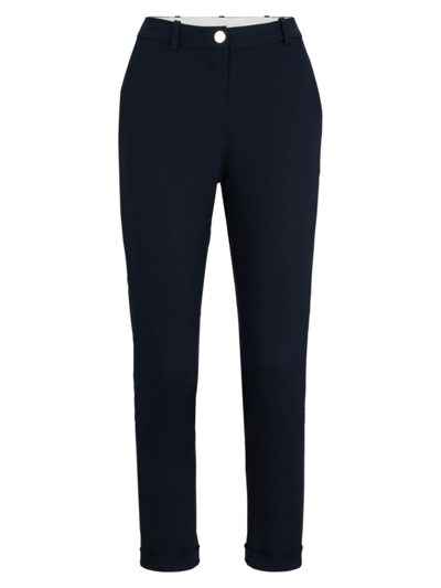 Hugo Boss Regular-fit Trousers In Stretch-cotton Twill In Dark Blue