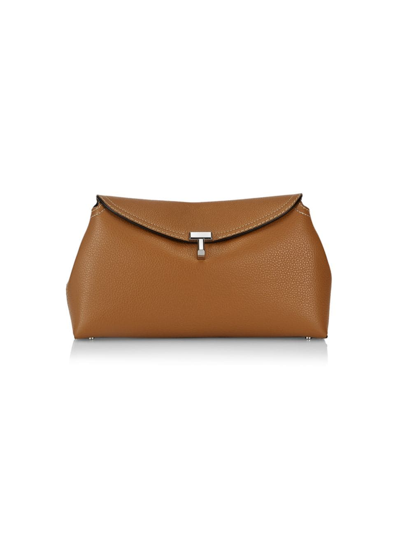 Totême Women's T-lock Leather Clutch In Tan