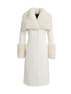 Dawn Levy Women's Athena Shearling Long Coat In White