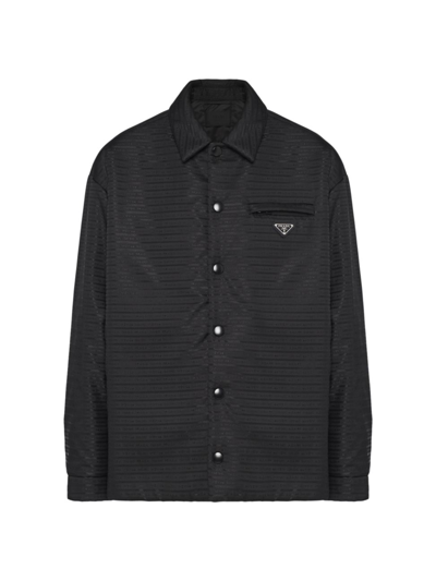 Prada Black Re-nylon Shirt With Logo In Nero