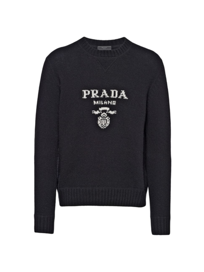 PRADA MEN'S WOOL AND CASHMERE CREWNECK SWEATER