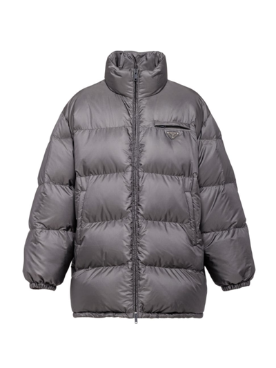 Prada Oversized Re-nylon Down Jacket In Ferro