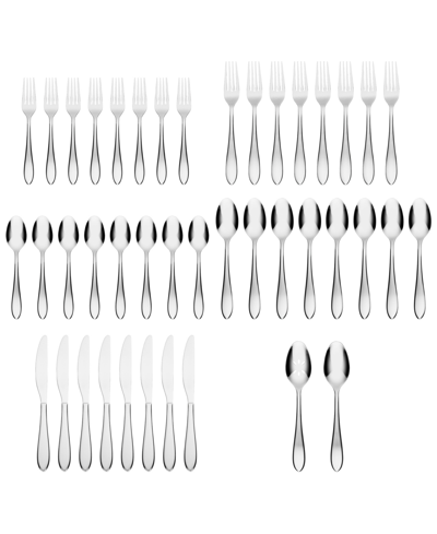 Cambridge Silversmiths Delia Mirror 42 Piece Stainless Steel Flatware Set, Service For 8 In Silver