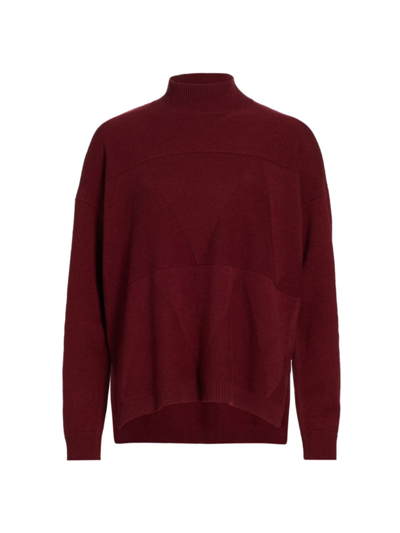Saks Fifth Avenue Women's Triangle Stitch Wool-blend Turtleneck Sweater In Deep Red