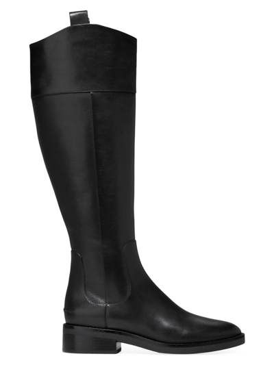 Cole Haan Women's Hampshire 25mm Leather Riding Boots In Black Leather