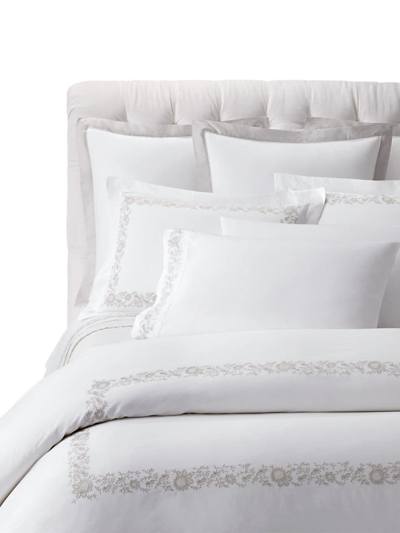 Ralph Lauren Eloise Embroidered 624 Thread Count Organic Cotton Pillow Sham In True Platinum