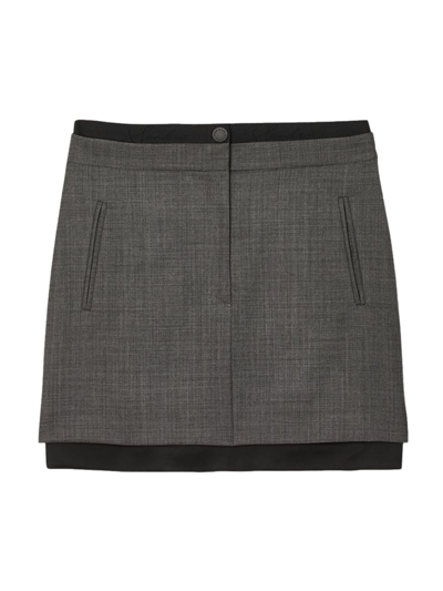 Sandro Layered Mini Skirt In Charcoal Grey