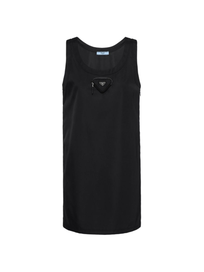 Prada Re-nylon Pouch Mini Dress In Black
