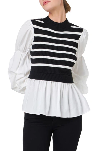 English Factory Combo Top In Black Stripe