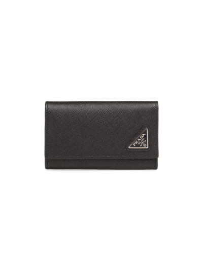 Prada Men's Saffiano Leather Key Case In Black