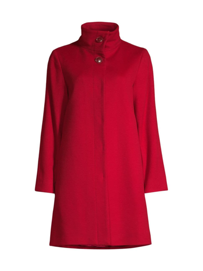 Sofia Cashmere Women's Wool-cashmere Stand Collar Coat In Red