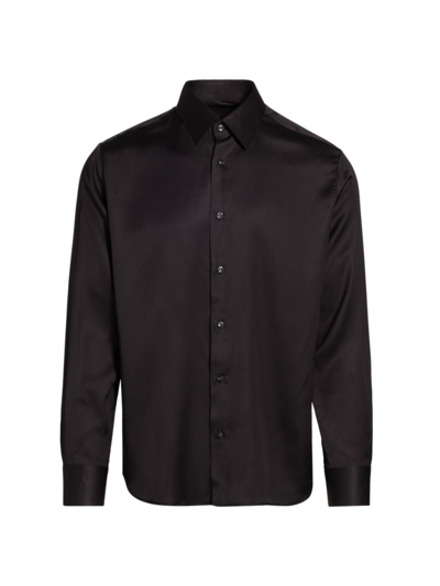 Saks Fifth Avenue Men's Collection Satin Button-front Shirt In Moonless Night