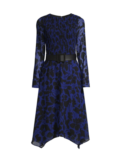 Donna Karan Women's City Mist Floral Smocked Midi-dress